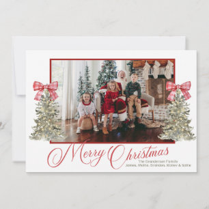Photo Classic Christmas Card with Watercolor Trees