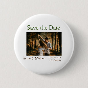 Photo classic white elegant typography wedding mod 2 inch round button