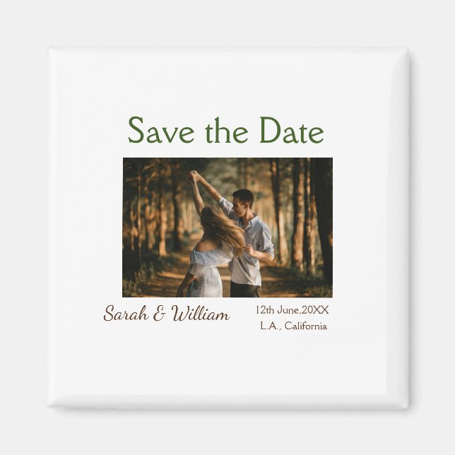 Photo classic white elegant typography wedding mod magnet (Front)