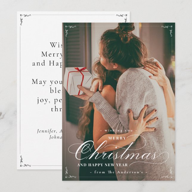 Photo classique Joyeux Noël Bonne année Carte (Devant / Derrière)