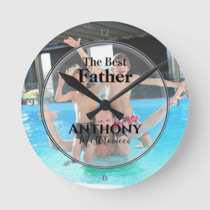 Photo Clock with words "The best Father" and name
