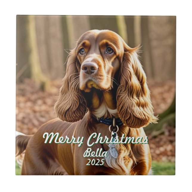Photo Cocker Spaniel KEEPSAKE Personalize Tile (Front)