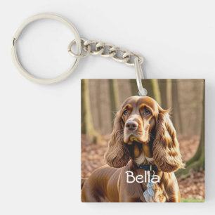 Photo Cocker Spaniel Personalize Keychain