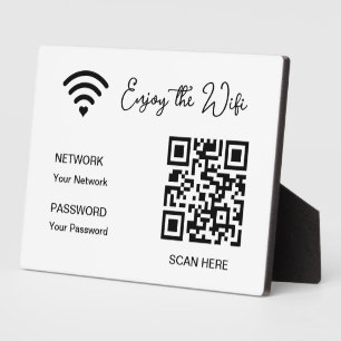 Photo Code QR Blanc Profitez Du Wifi Plaque de Table
