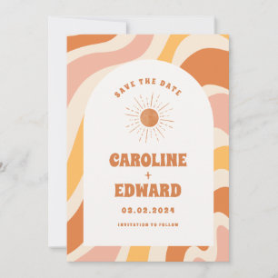 Photo Code Qr Save the Date Rainbow Wavy Groovy