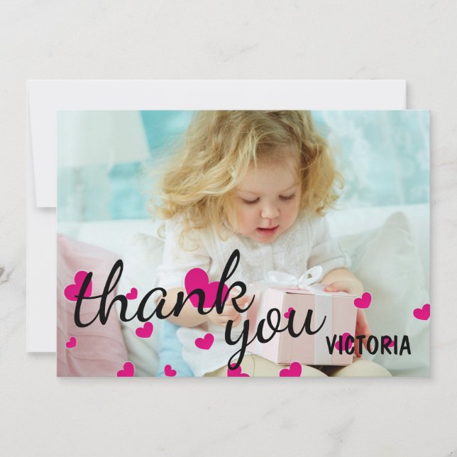 Photo Coeurs roses - Carte Plat Merci (Devant)