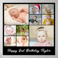 Photo Collage 10 Picture Grid Custom Square Black