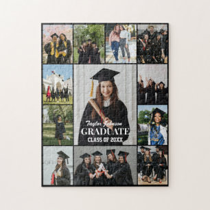 Photo Collage 12 Pictures 11x14 Custom Black Jigsaw Puzzle