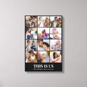 Photo Collage 12 Pictures 12x18 16x24 20x30 24x36 Canvas Print