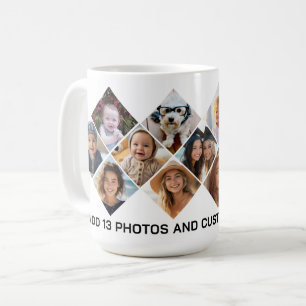 Photo Collage - 13 Photos Diamond All Over Pattern Coffee Mug