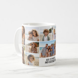 Photo Collage - 13 Pics plus Text Block Minimal Coffee Mug