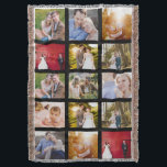 Photo Collage 15 photos Black Throw Blanket<br><div class="desc">15 photo layout photo collage throw blanket. Great gift for college bound children! Also available with white or red photo frames.  

Photo courtesy of Leeds Wedding Photographer,  John Hope. Visit him at http://www.johnhopephotography.com</div>