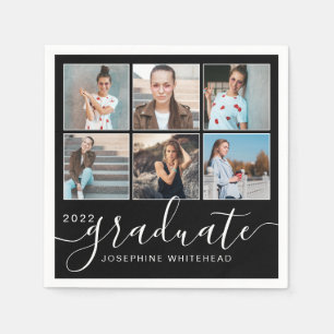 Photo Collage 2022 Graduate Party Black Napkin