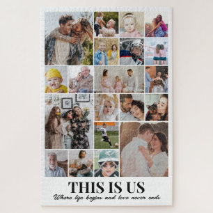 Photo Collage 20 Pictures Wedding Couple 20x30 Jigsaw Puzzle