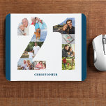 Photo Collage 21st Birthday Number 21 Personalized Mouse Pad<br><div class="desc">Create your own personalized mouse pad for a unique 21st birthday gift. The number 21 photo collage is on a white background with smart ocean blue borders. The design includes up to 10 different photographs - in different shapes and sizes - to give you the plenty of flexibility in placing...</div>