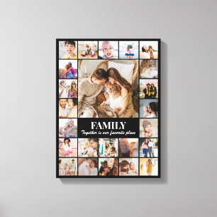 Photo Collage 24 Pictures 12x16 18x24 24x32 Black Canvas Print