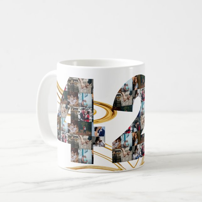 Photo collage 42 year anniversary gifts by year coffee mug (Front Left)