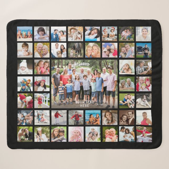 Photo Collage 45 Photos Personalized Custom Colour Sherpa Blanket (Front (Horizontal))