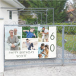 Photo Collage 5 Picture 60th Birthday Banner<br><div class="desc">Personalized banner celebrating a 60th Birthday - or customize for any other age! The photo template is set up for you to add 5 of your favourite photos which are displayed in a photo collage of horizontal landscape and vertical portrait formats. The wording simply reads "Happy Birthday [your name]" in...</div>