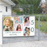 Photo Collage 5 Picture Personalized 50th Birthday Banner<br><div class="desc">Personalized banner celebrating a 50th Birthday - or customize for any other age! The photo template is set up for you to add 5 of your favourite photos which are displayed in a photo collage of horizontal landscape and vertical portrait formats. The wording simply reads "Happy Birthday [your name]" in...</div>