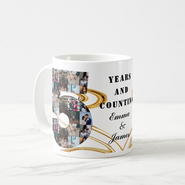 Photo collage 5 year anniversary gifts by year coffee mug (Front Left)