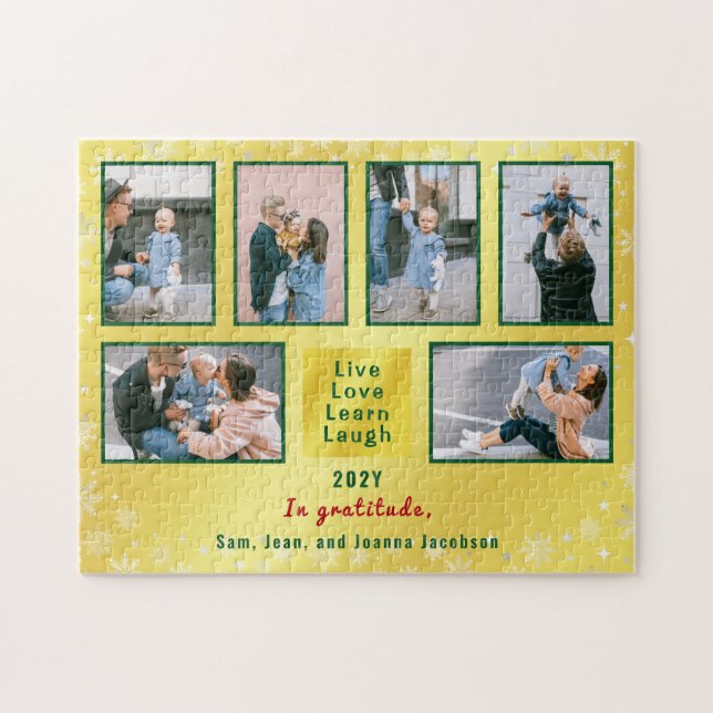 Photo Collage 6 Img Live Love Learn Laugh Golden  Jigsaw Puzzle (Horizontal)