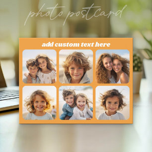 Photo Collage - 6 Photos Collage Custom Text Postcard