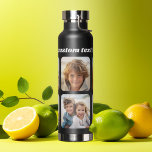 Photo Collage - 6 Photos Collage Custom Text Water Bottle<br><div class="desc">Add 6 photos to this fun rounded corner pattern. For best results,  crop photos into squares before uploading. This design includes 6 photos with an area for a line of text in a trendy script. 
Use your favourite photo or pictures to make a fun keepsake to share with friends.</div>