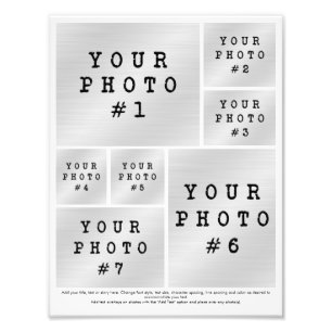 Photo Collage 7 Photo Grid with Text Photo Paper Print