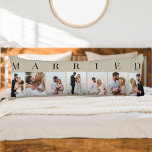 Photo Collage 7 Picture Natural and Black MARRIED Body Pillow<br><div class="desc">Custom wedding photo body pillow with MARRIED printed in elegant typography. The design has a neutral colour palette of natural and black - which you can edit to suit your home decor. (Message me if you need assistance.) The photo template is set up for you to add 7 of your...</div>