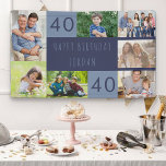 Photo Collage 7 Picture Personalized 40th Birthday Banner<br><div class="desc">Personalized banner celebrating an 40th Birthday. The photo template is set up for you to add 7 of your favourite photos which are displayed in a photo collage around the birthday greeting. The wording simply reads "Happy Birthday [your name]" in casual typography. "40" is actually editable if you would like...</div>