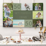 Photo Collage 7 Picture Personalized 50th Birthday Banner<br><div class="desc">Personalized banner celebrating an 50th Birthday. The photo template is set up for you to add 7 of your favourite photos which are displayed in a photo collage around the birthday greeting. The wording simply reads "Happy Birthday [your name]" in casual typography. "50" is actually editable if you would like...</div>