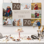 Photo Collage 7 Picture Personalized 70th Birthday Banner<br><div class="desc">Personalized banner celebrating a 70th Birthday. The photo template is set up for you to add 7 of your favourite photos which are displayed in a photo collage around the birthday greeting. The wording simply reads "Happy Birthday [your name]" in casual typography. "70" is actually editable if you would like...</div>