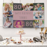 Photo Collage 7 Picture Personalized 80th Birthday Banner<br><div class="desc">Personalized banner celebrating an 80th Birthday. The photo template is set up for you to add 7 of your favourite photos which are displayed in a photo collage around the birthday greeting. The wording simply reads "Happy Birthday [your name]" in casual typography. "80" is actually editable if you would like...</div>