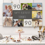 Photo Collage 7 Picture Personalized 90th Birthday Banner<br><div class="desc">Personalized banner celebrating a 90th Birthday. The photo template is set up for you to add 7 of your favourite photos which are displayed in a photo collage around the birthday greeting. The wording simply reads "Happy Birthday [your name]" in casual typography. "90" is actually editable if you would like...</div>
