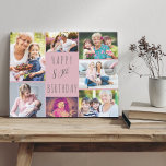 Photo Collage 7 Picture Pink Grey 80th Birthday Canvas Print<br><div class="desc">Say Happy 80th Birthday with a custom wrapped canvas. The photo template is set up for you to add 7 of your favourite photos which are displayed in a photo collage around the birthday greeting. The wording simply reads "Happy 80th Birthday" in casual typography. "80th" is actually editable if you...</div>