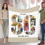 Photo Collage 80th Birthday Neutral Beige Picture Fleece Blanket<br><div class="desc">Custom Picture Blanket for a unique 80th Birthday gift, with 18 of your favourite photos. This stylish photo collage is in the shape of the number 80 on a white background with neutral beige oatmeal borders and bronze modern typography. The blanket can also be personalized with the name and birth...</div>