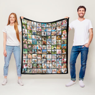 Photo Collage 99 Square Images Fleece Blanket