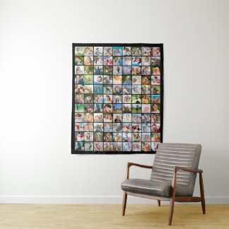 Photo Collage 99 Square Pictures Tapestry
