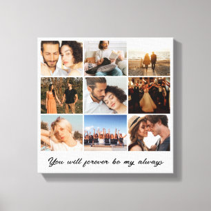 Photo Collage 9 Picture Grid Custom Square White Canvas Print
