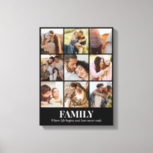 Photo Collage 9 Pictures 12x16 18x24 24x32 30x40 Canvas Print