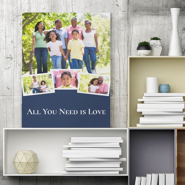 Photo Collage All You Need is Love Blue and White Canvas Print (Creator Uploaded)