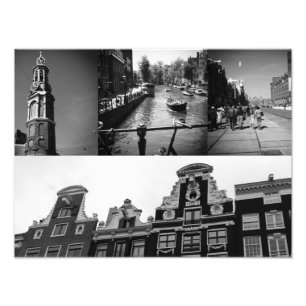 Photo collage Amsterdam 2 in black and white Print