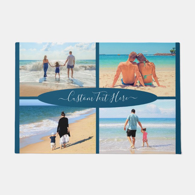Photo Collage and Text Family Photos Doormat (Front)