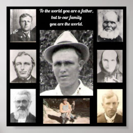 Photo Collage avec les pères Citation rouge Poster