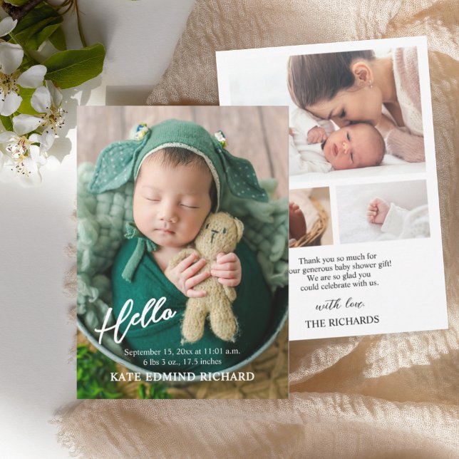Photo Collage Baby Newborn Birth Announcement  (Creator Uploaded)
