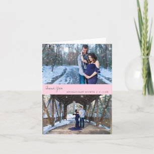 Photo Collage Baby Shower Pink Thank You Card