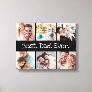 Photo Collage Best Dad Ever in Black and White  Canvas Print