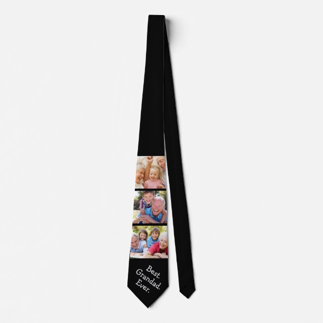 Photo Collage Best Grandad Ever Black and White Tie (Front)