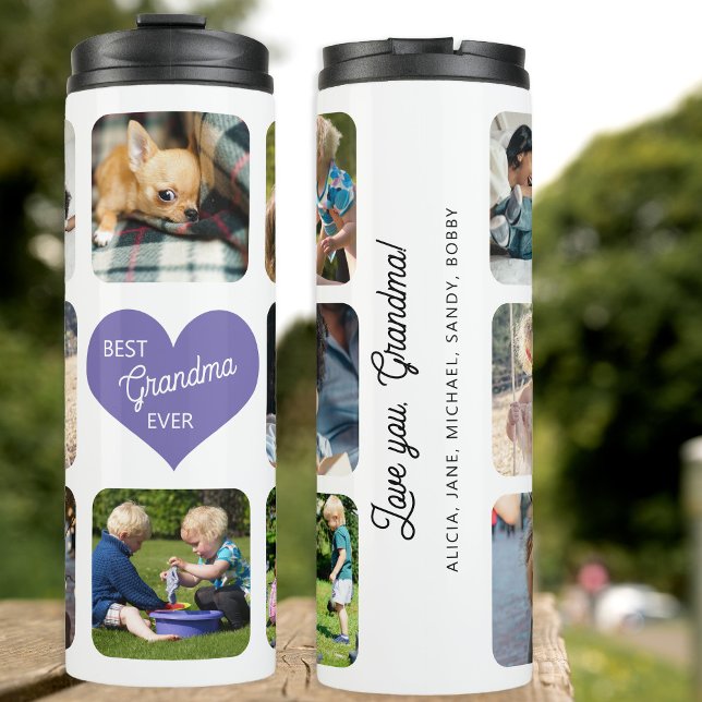 Photo collage best grandma ever text personalized thermal tumbler (Creator Uploaded)